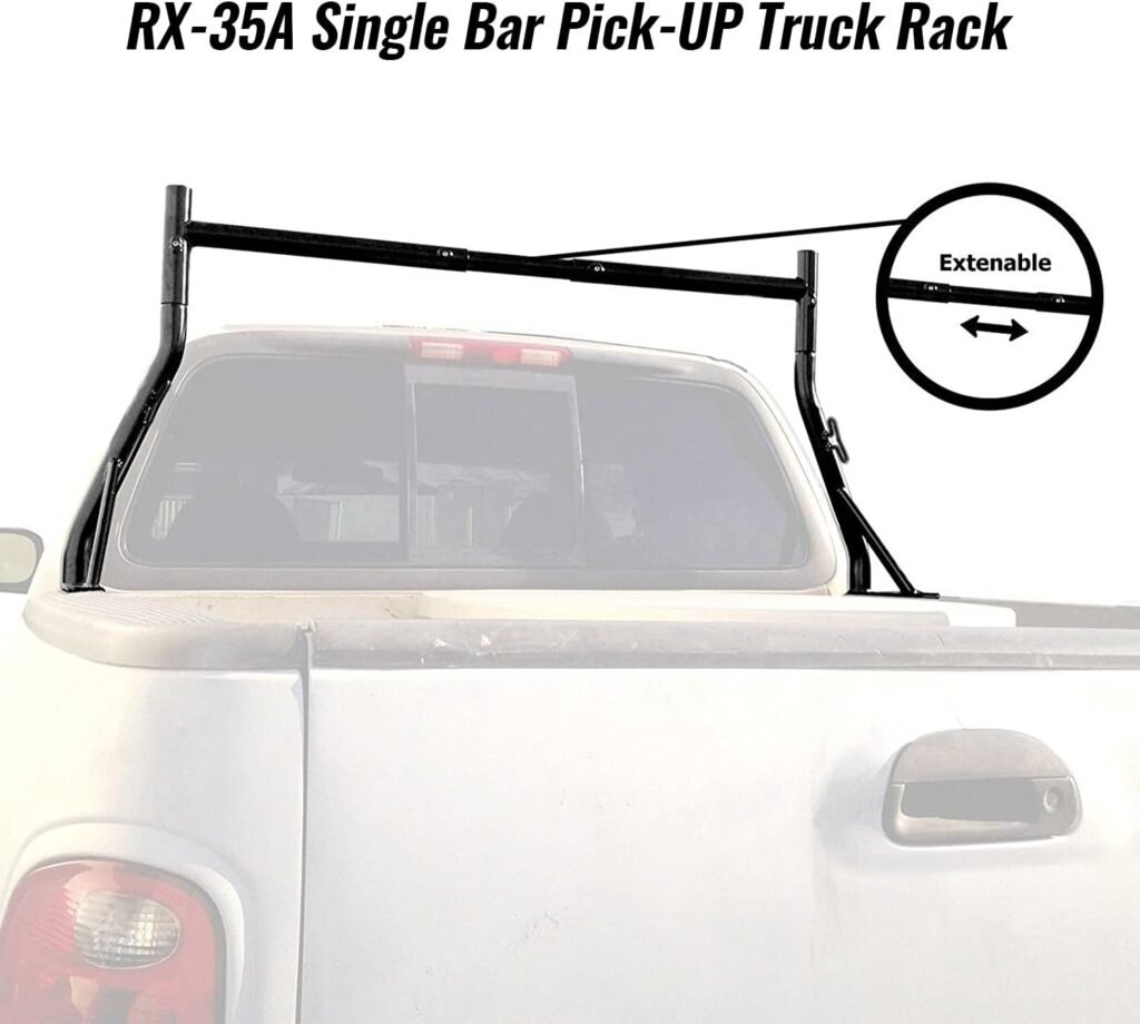 AA-Racks Model X35-A Universal Single Bar Pickup Truck Utility Ladder Rack Matte Black