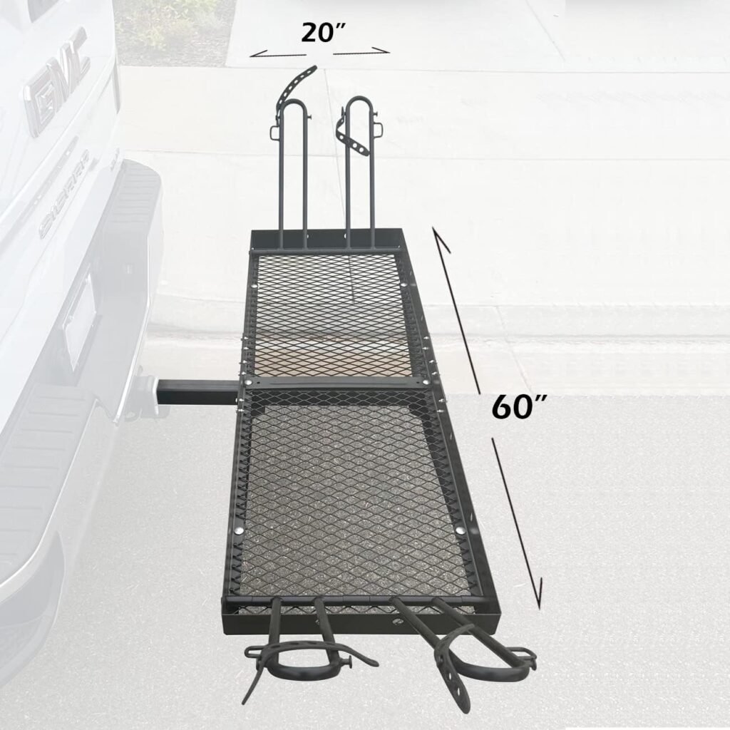 MaxxHaul 50641 60 x 20 500 lb. Capacity 2-in-1 Cargo Carrier and 2-Bike Rack for 2 inch Receivers, Black