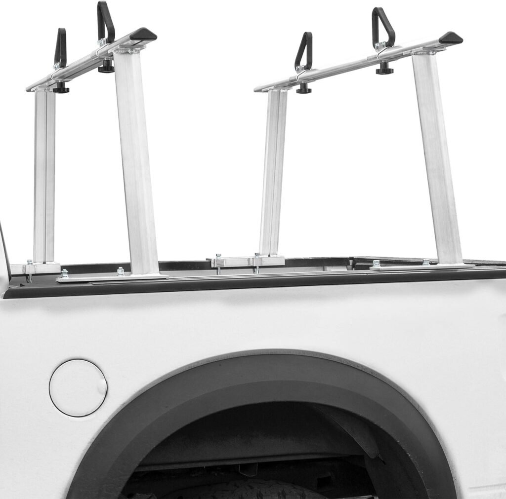 Stark Universal Truck Rack Extendable Aluminum Pick Up Truck Ladder Rack Contractor Pipe Rack (No-Drilling Required) 1,000lbs Capacity