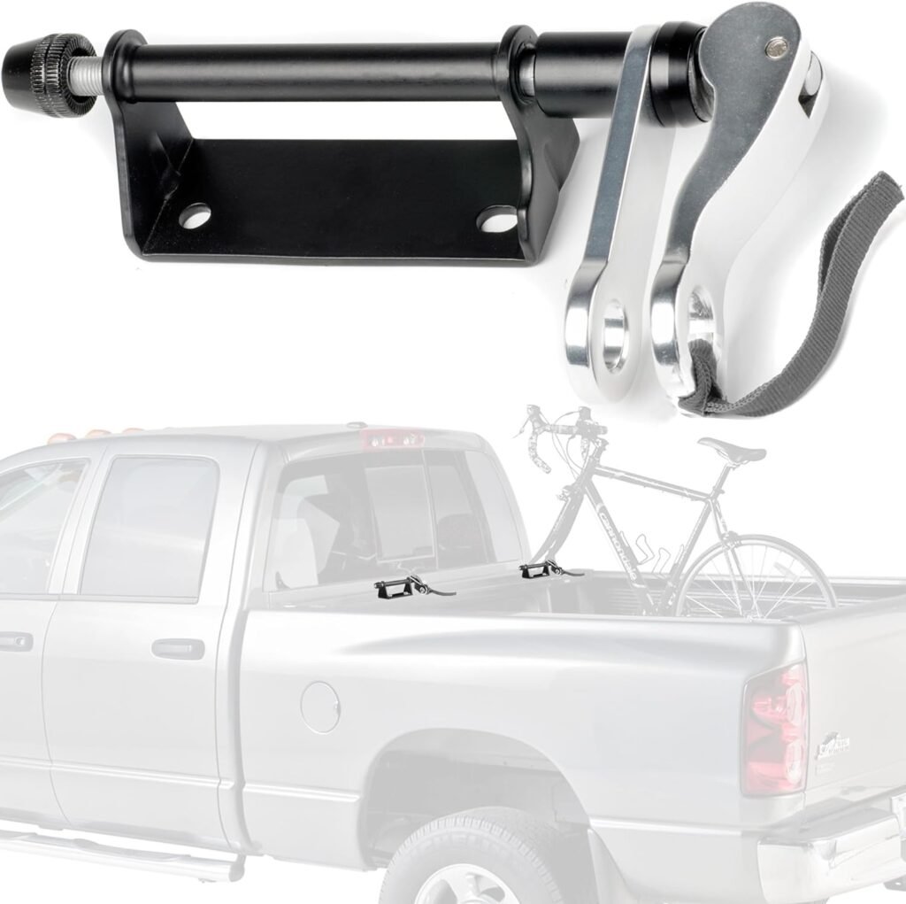 Truck Bed Bike Rack by Delta Cycle - Bike Hitch Lockable Bike Fork Mount Securely Holds 9 x 100mm Skewer Road, MTB, and Hybrid Bicycles - Lockable Quick Release Truck Bed Bike Mount