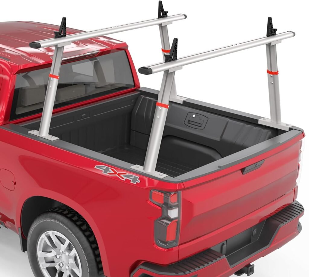 VMBQRTI Truck Ladder Rack, Aluminum Ladder Rack for Pick Up Truck Adjustable Universal Truck Bed Ladder Rack(800lbs Capacity,Black)